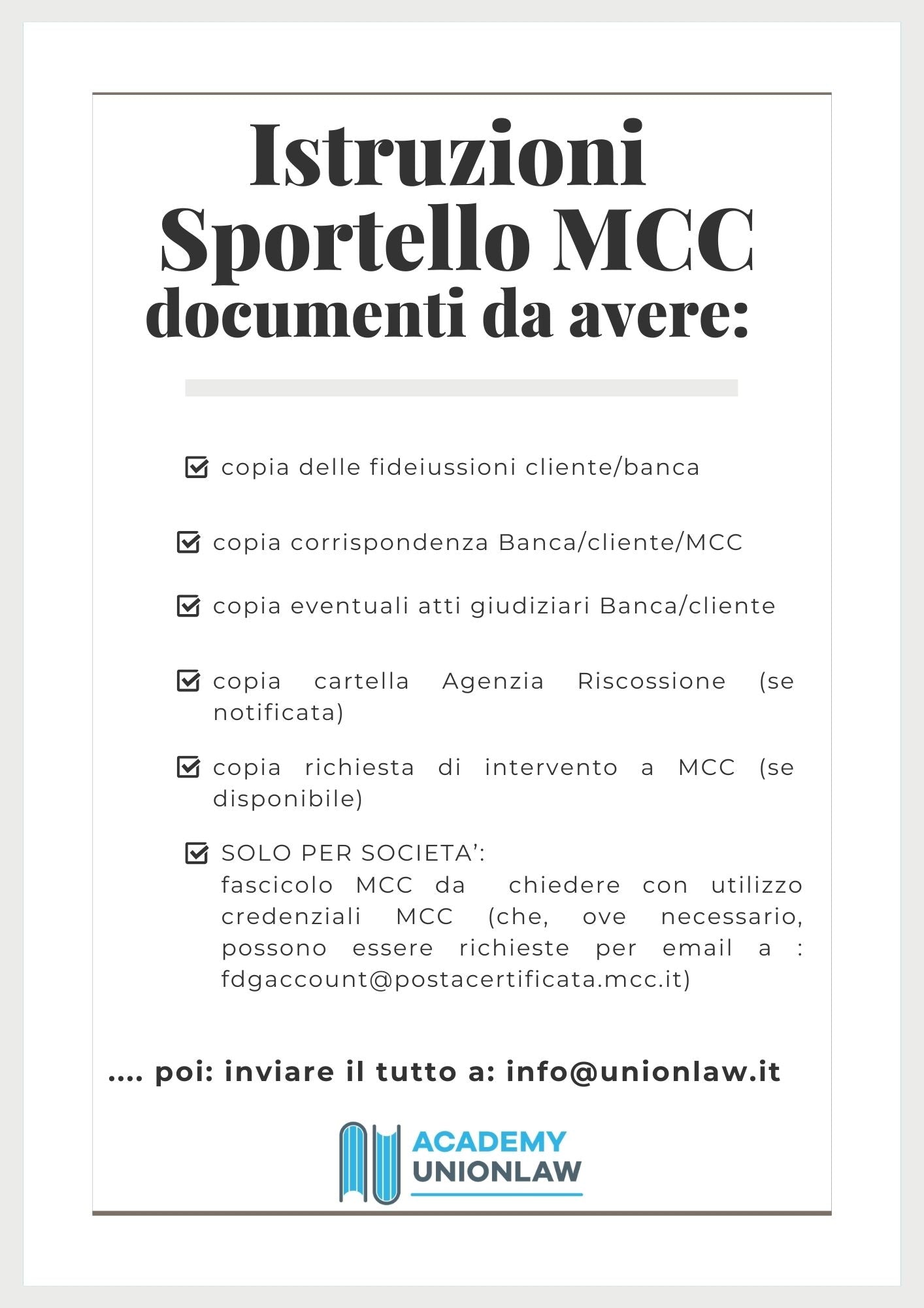 SPORTELLO MCC - € 780,00+iva